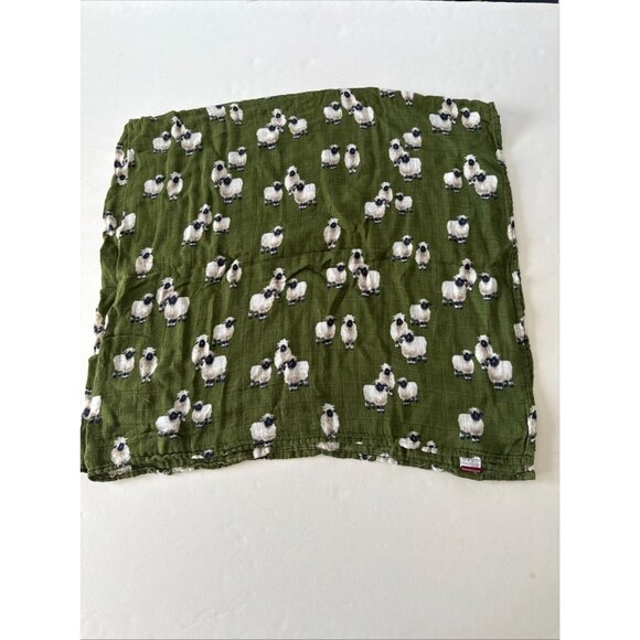 Milkbarn Baby Swaddle Blanket Green Sheep Print Rayon Bamboo & Cotton Blend Soft - Picture 1 of 3